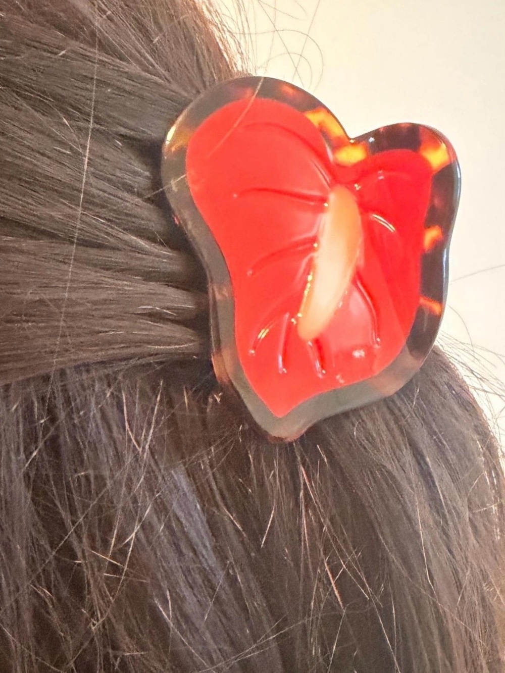 Anthurium Spliced Flower Hair Claw Clip - Tortoise Shell Print